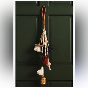 Anthropologie Ornament BRENN DOOR HANGER Tassels Bobbles BIRD Wool Holiday NWT